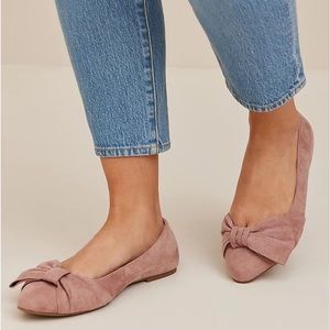 NEW Torrid Pointed Toe Bow Ballet Flats in Blush Pink Size 9WW Wide Width